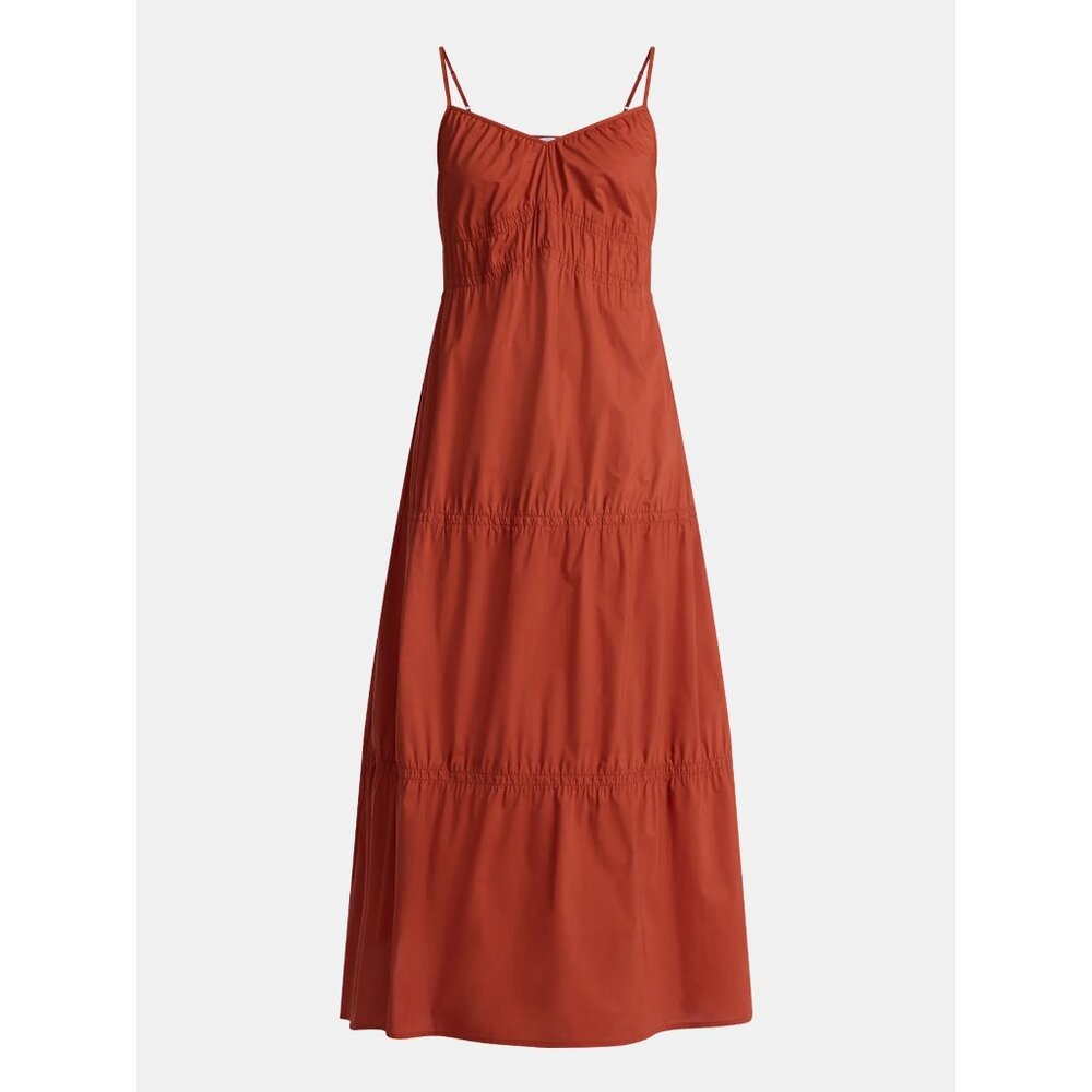 Excellent Condition, NWOT, SZ M, 100% COTTON Tiered Maxi Sundress, Rust